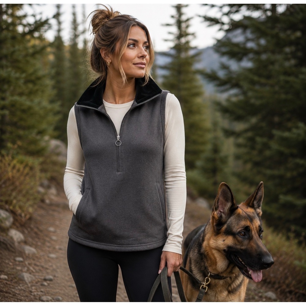 NWTS  1/2 Zip Black‎ Sweater Fleece Vest Coastal Gorpcore Preppy Velvet Collar M